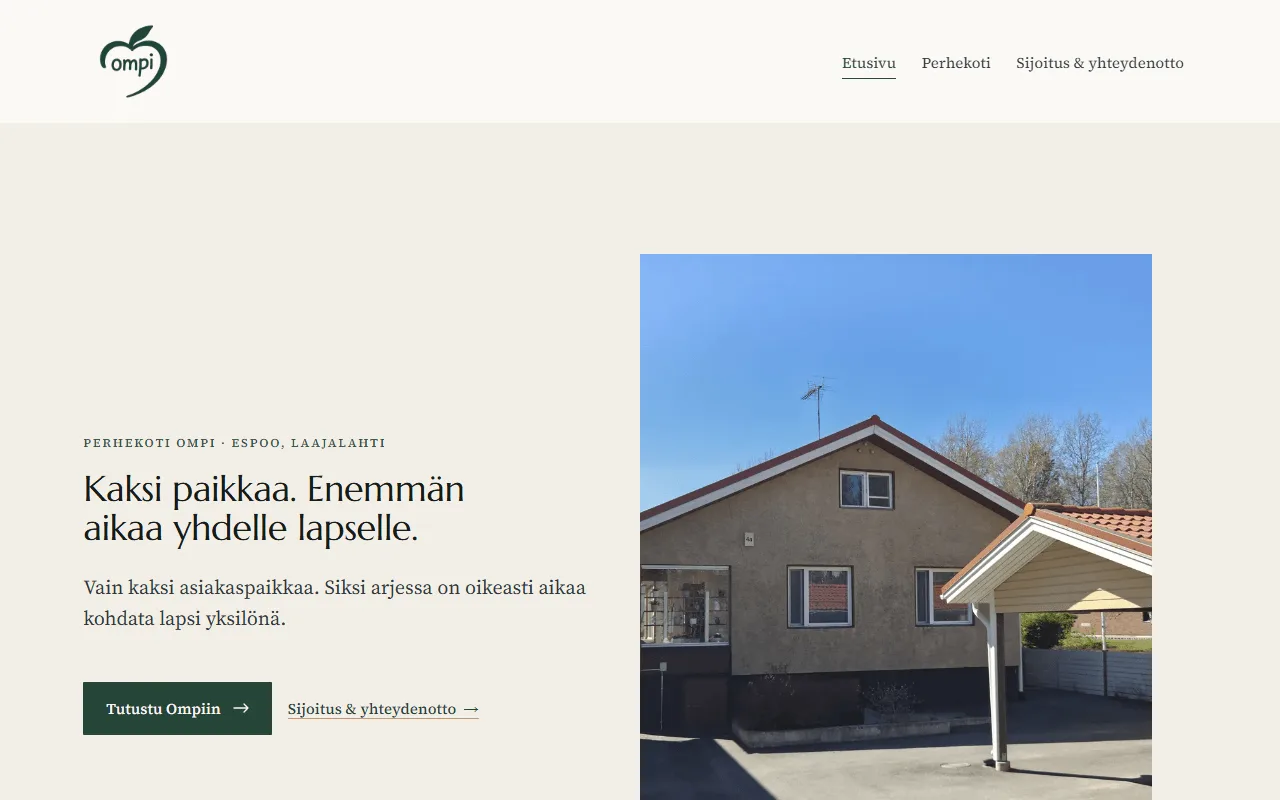 Perhekoti Ompin verkkosivut