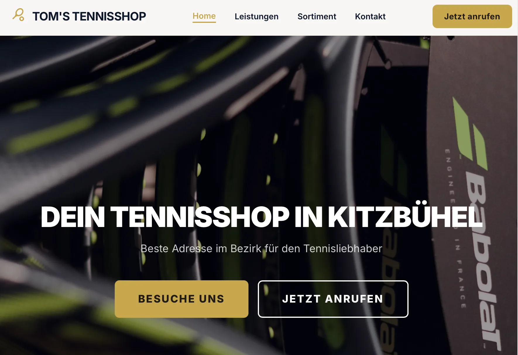 Tom's Tennisshopin verkkosivut